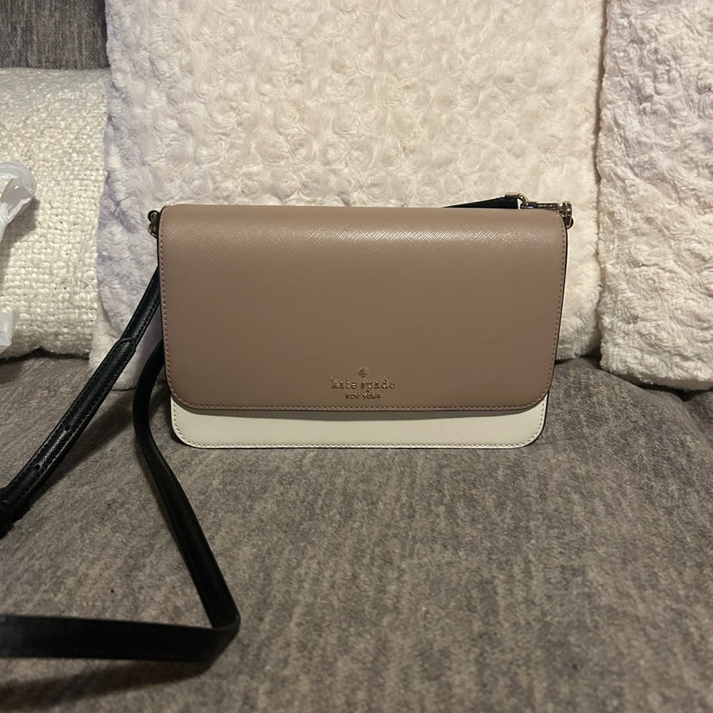 Kate Spade Tan and White Crossbody Bag